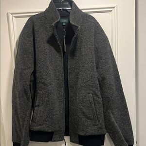 J. Crew Charcoal Wool Jacket, fleece lined with inside pocket